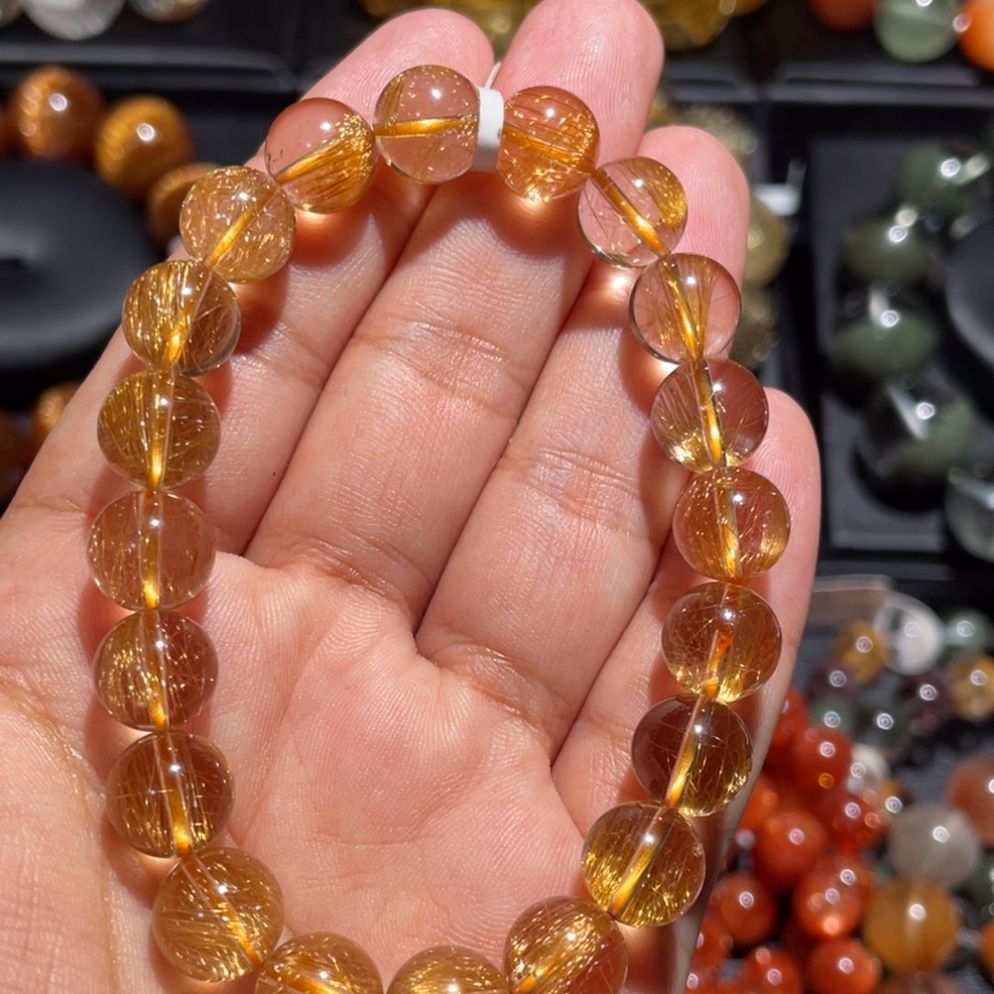 水晶手链未镶嵌小****）金发晶手串9.5mm左右