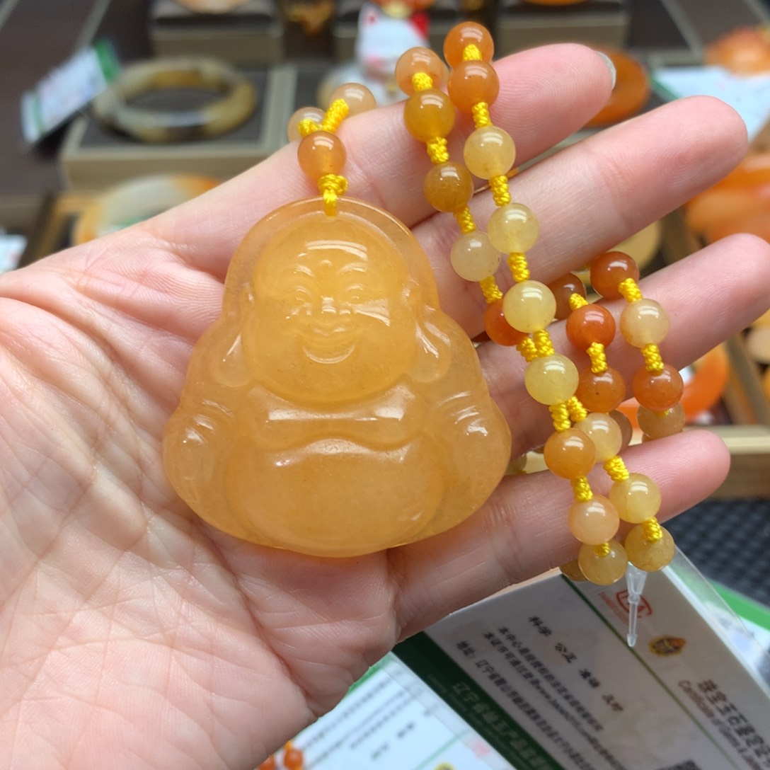 石英质玉（黄龙玉）吊坠未镶嵌