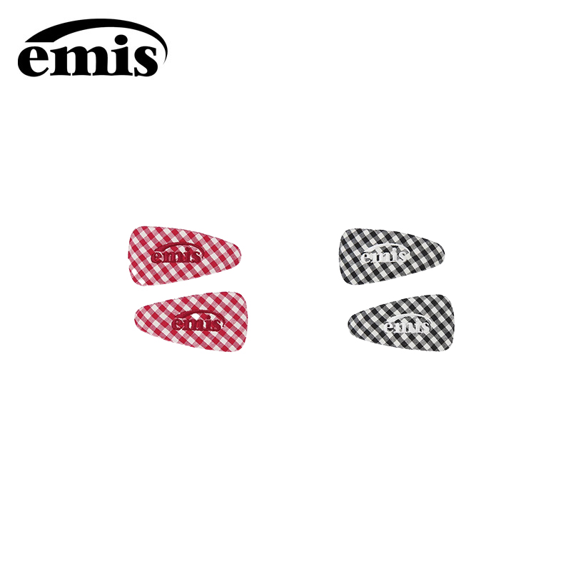 韩国emis发夹方格格子字母刺绣发夹边夹头饰刘海bb夹【romi】