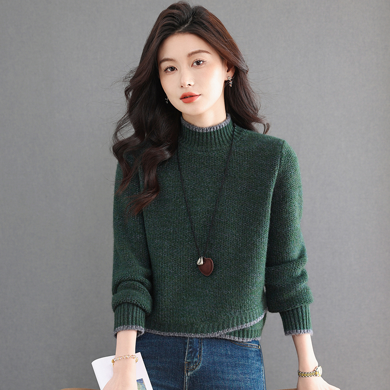 短款毛衣女秋冬时髦洋气高腰内搭上衣小个子针织打底衫不规则上衣