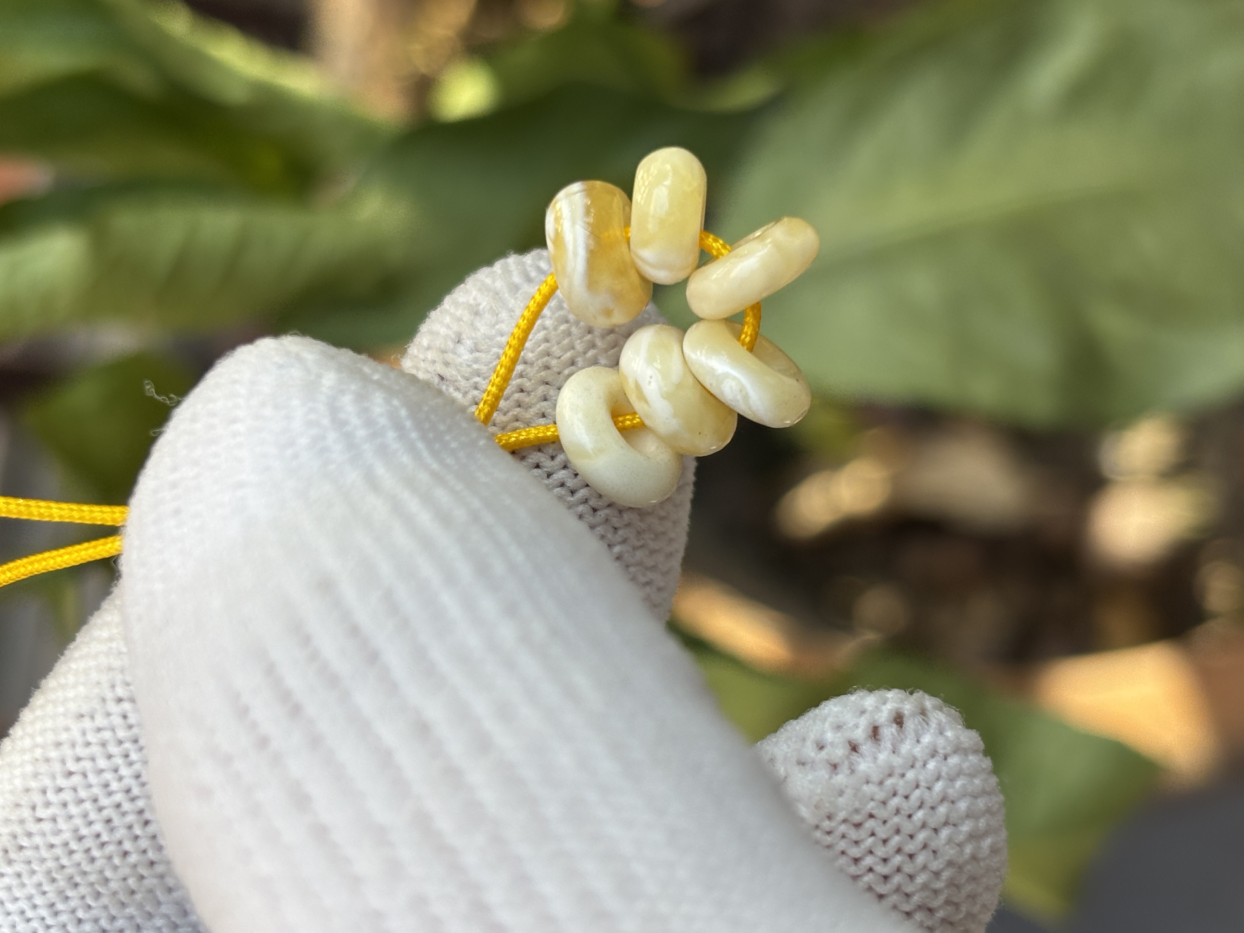 4020天然蜜蜡琥珀白蜡拉环小环配饰
