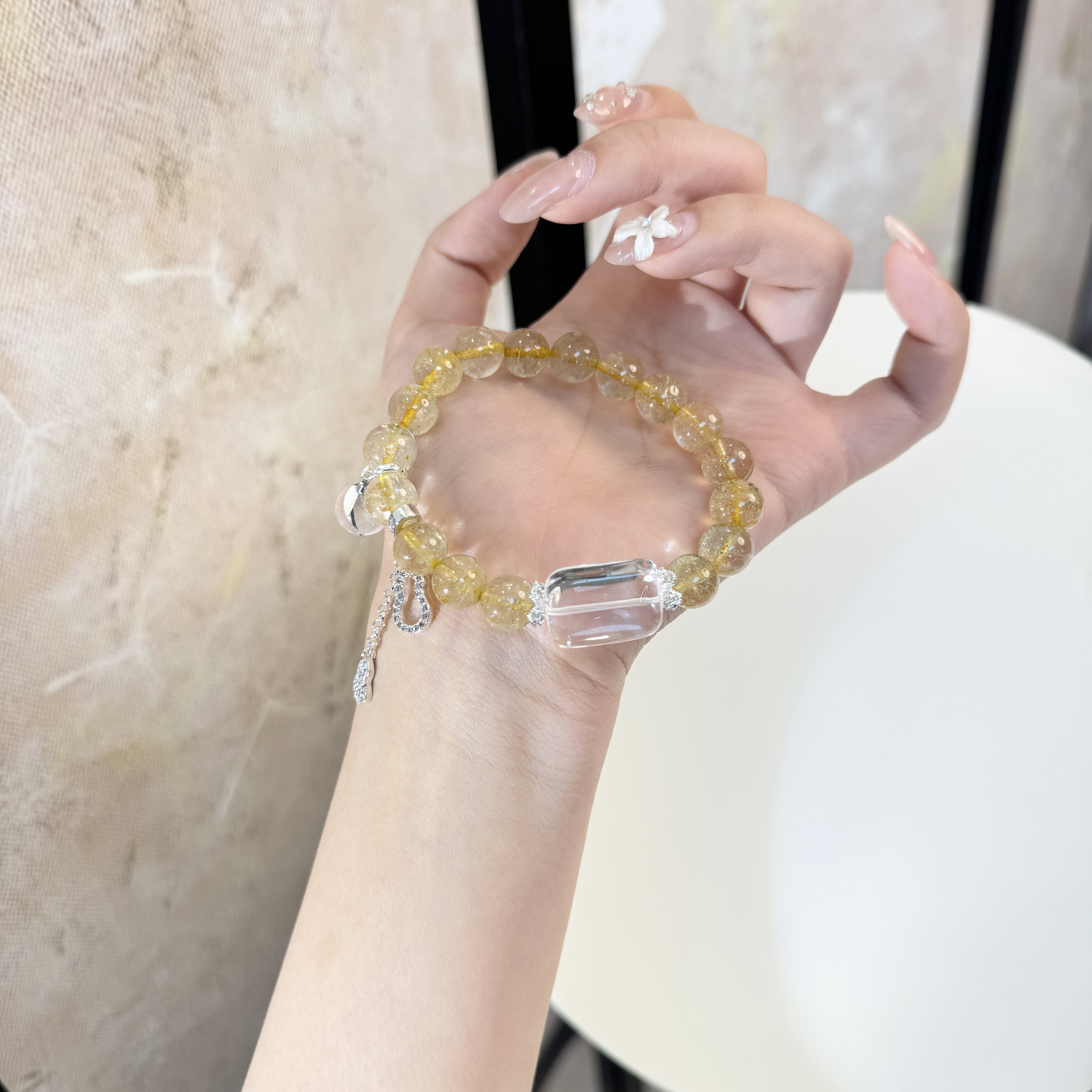 E*浅金秘匣*天然水晶手串F5-4