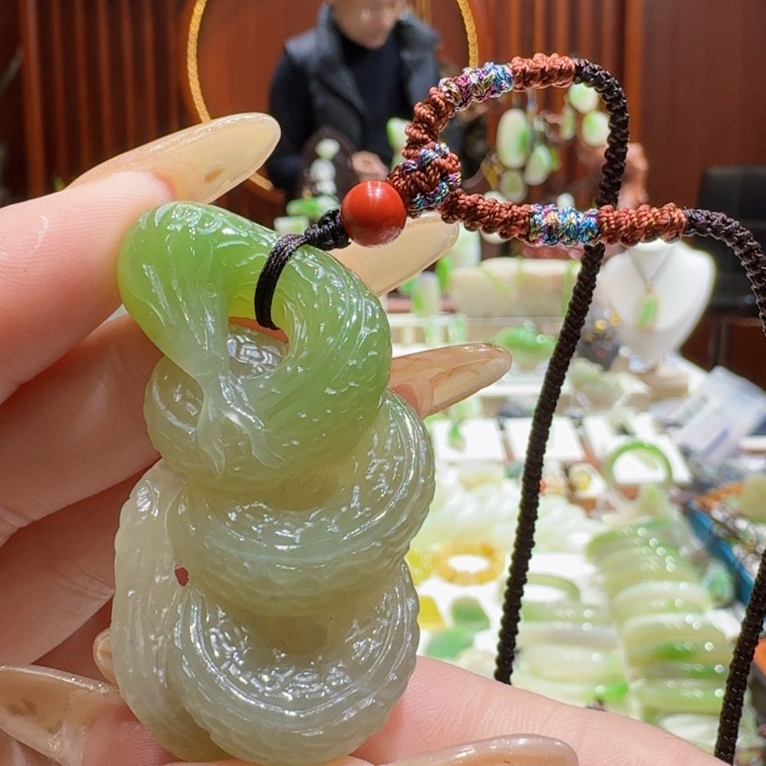 和田玉翠青青蛇未镶嵌