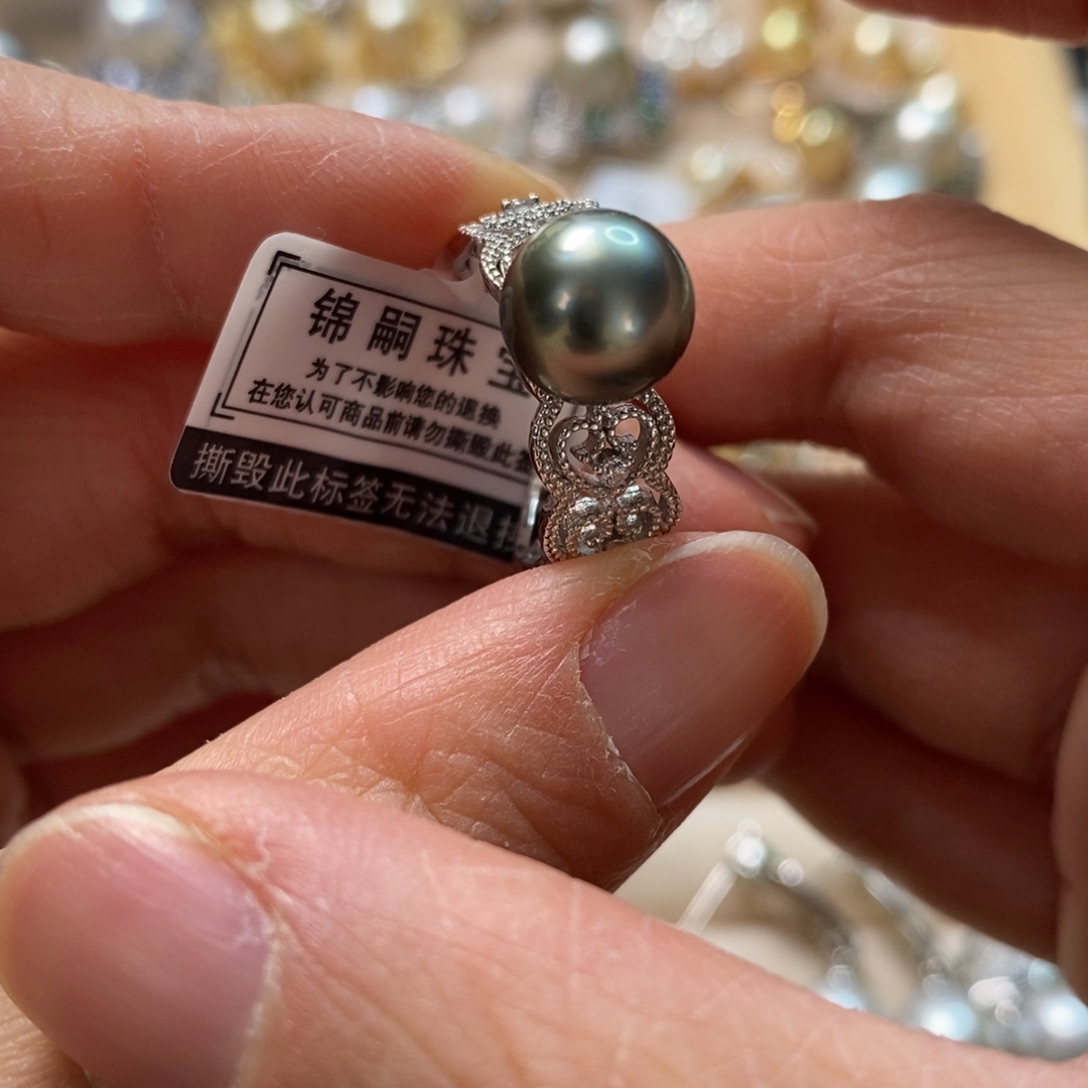 海水珍珠戒圈银S925镶嵌