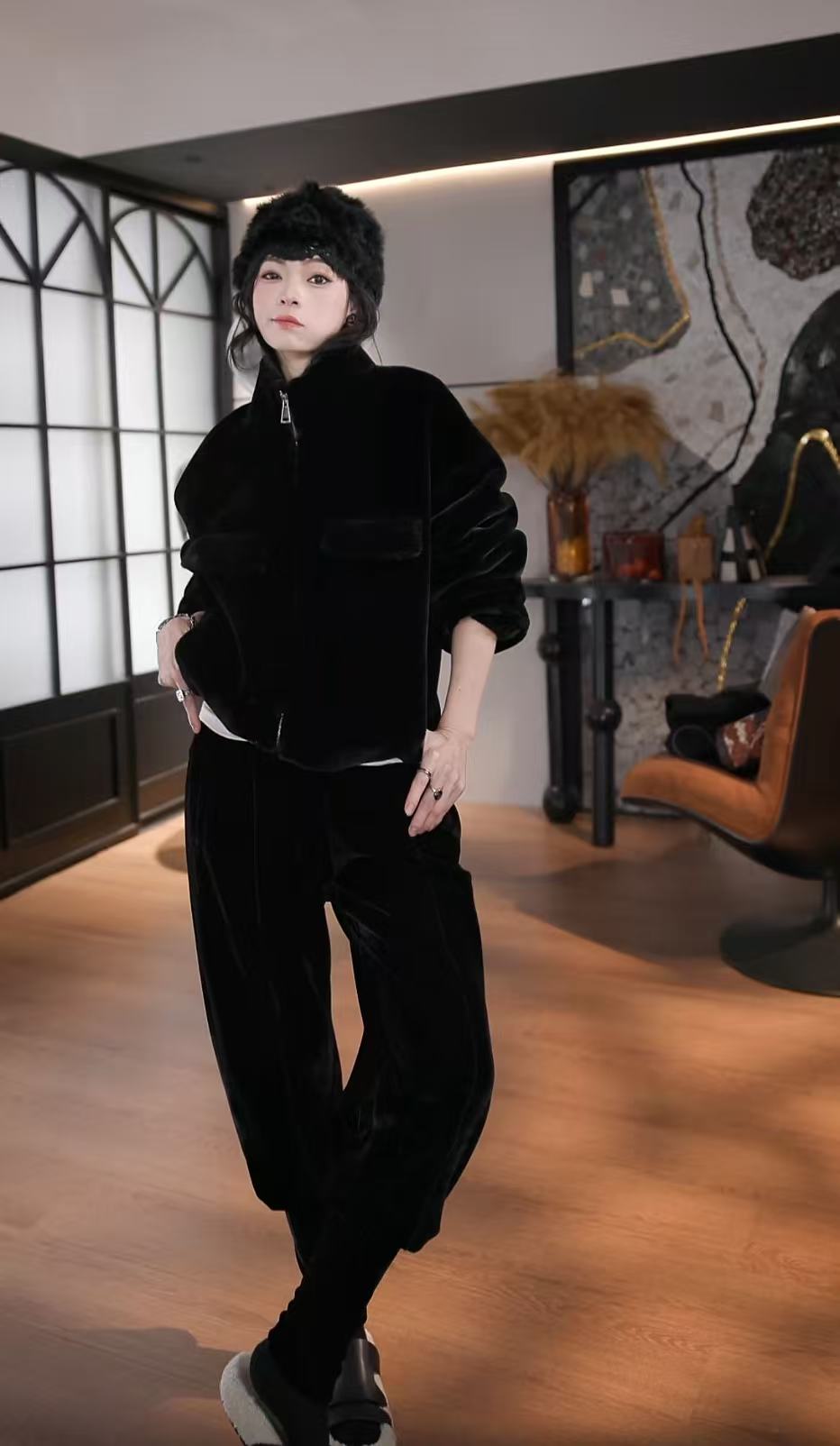 BANINGNA-2025欧货小众设计高定版极简时髦高级感黑色外套20010