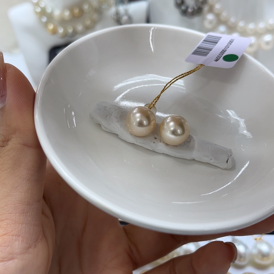 银S925镶嵌海水珍珠耳饰10-11mm