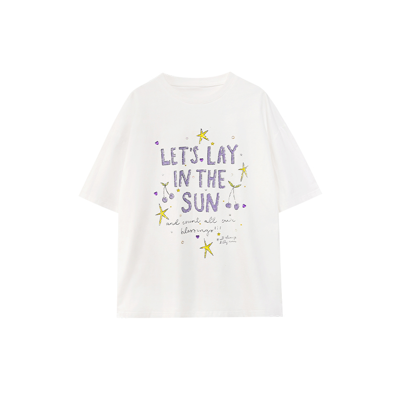 MINJA25年夏季新款印花贴钻宽松短袖T恤休闲时尚百搭25C811