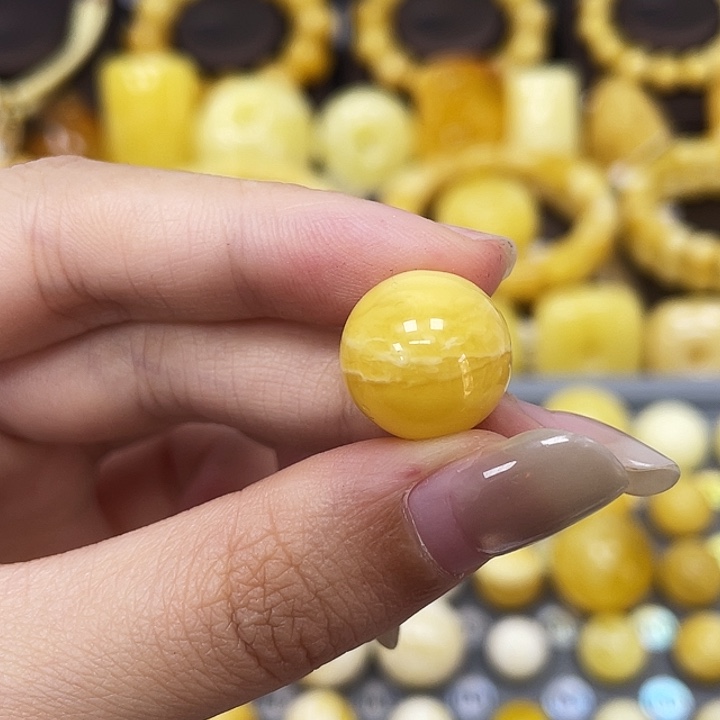 琥珀未镶嵌裸石14.5mm瑕 1-10