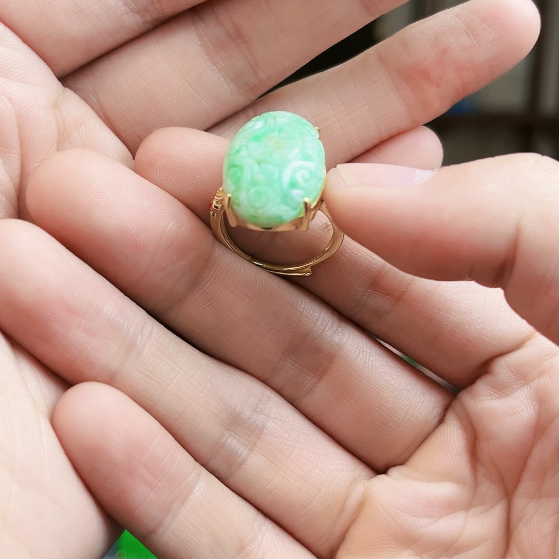 翡翠戒指银S925镶嵌戒指