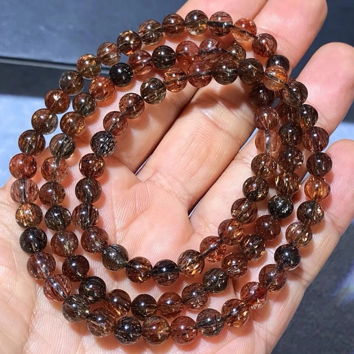 天然黑金超七多圈水晶满发满矿双轮骨干手链时尚百搭多样性发一