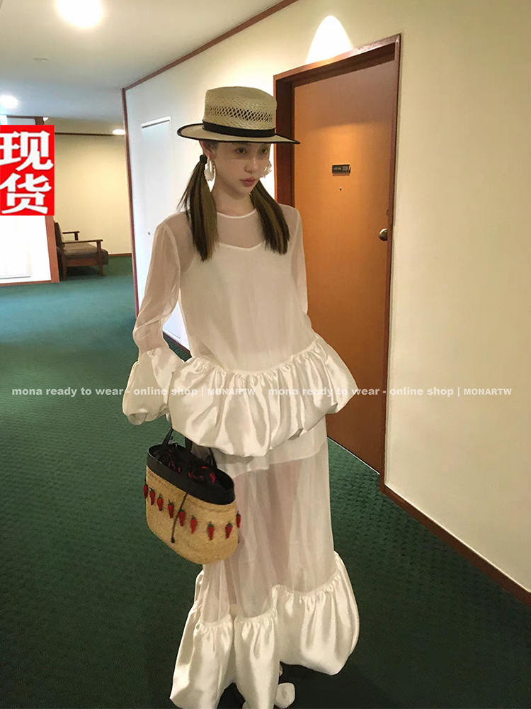 MONA 黑色白色 气质高级感上衣高腰半裙套装女小个子 2025新款