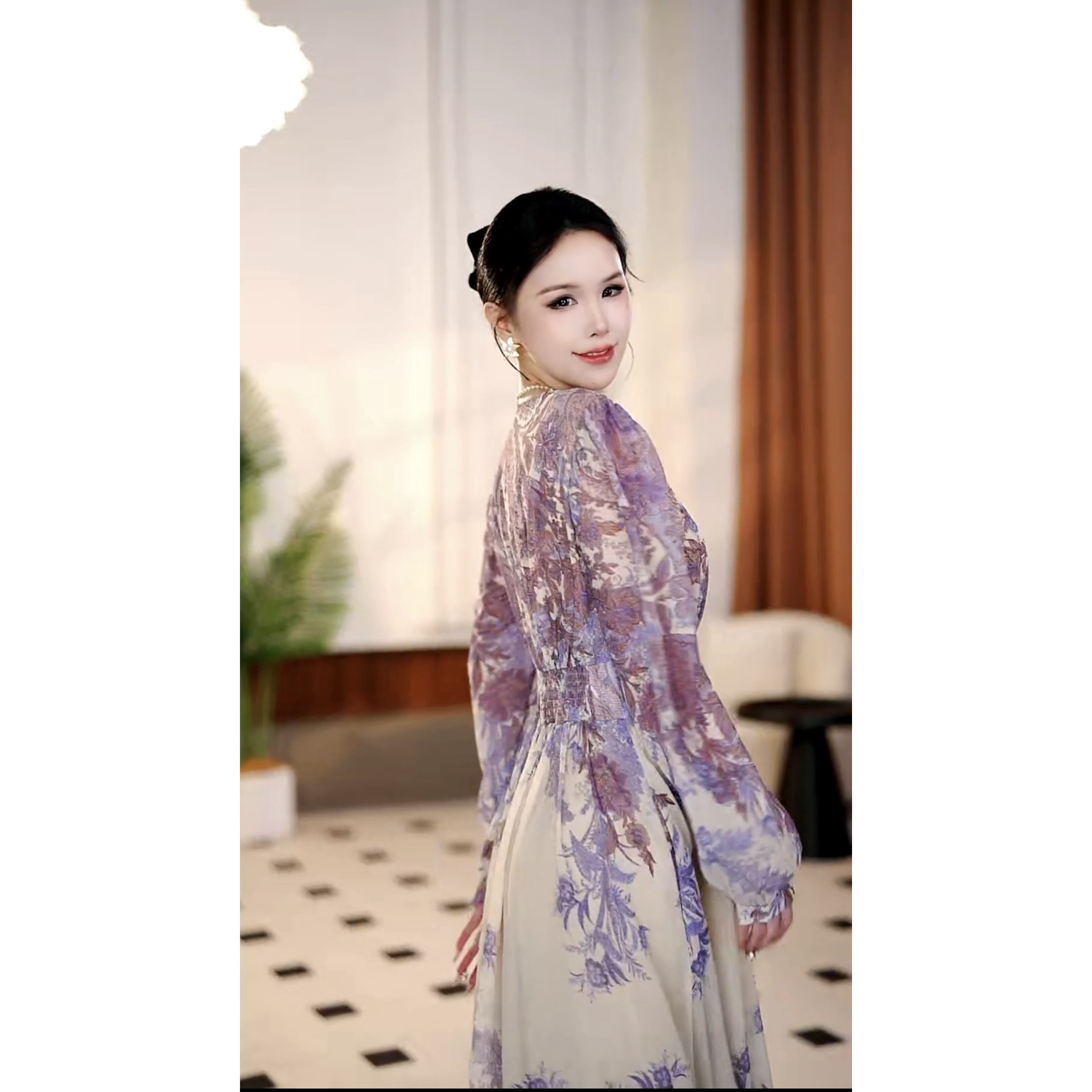 【诗音】青花瓷 春夏收腰显瘦小众设计气质日常连衣裙-YL11368