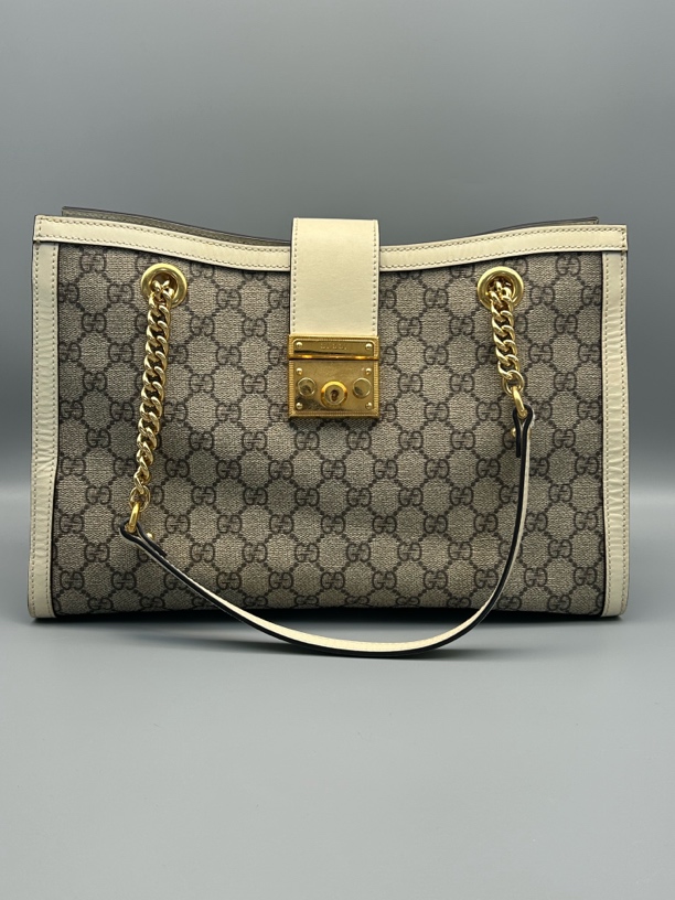 95新 GUCCI/古驰 padlock大号白色链条包 8205