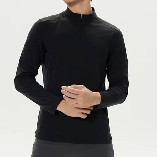 男款两色速干POLO衫衫半拉链