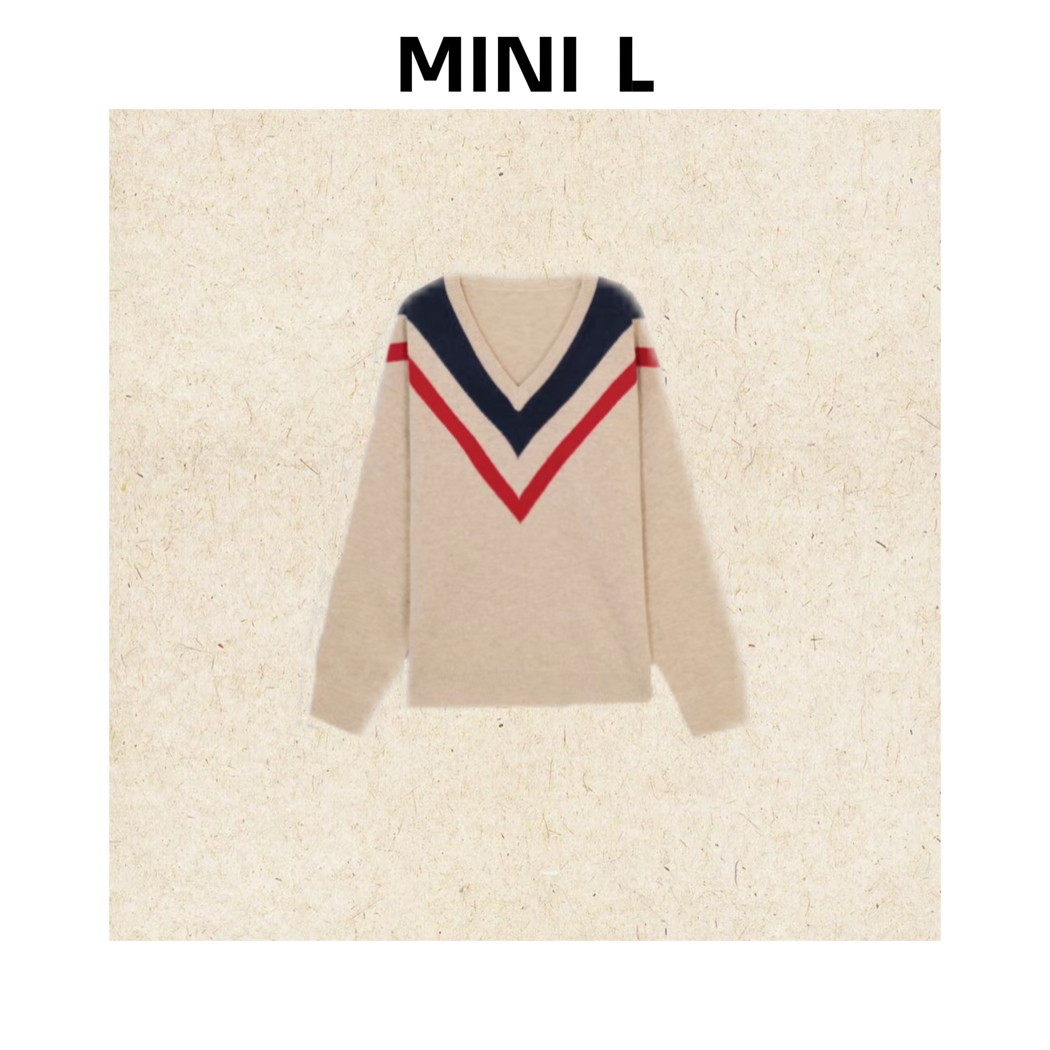 [MINI L莓果可颂”羊毛腔调V领定染格调套头针织衫