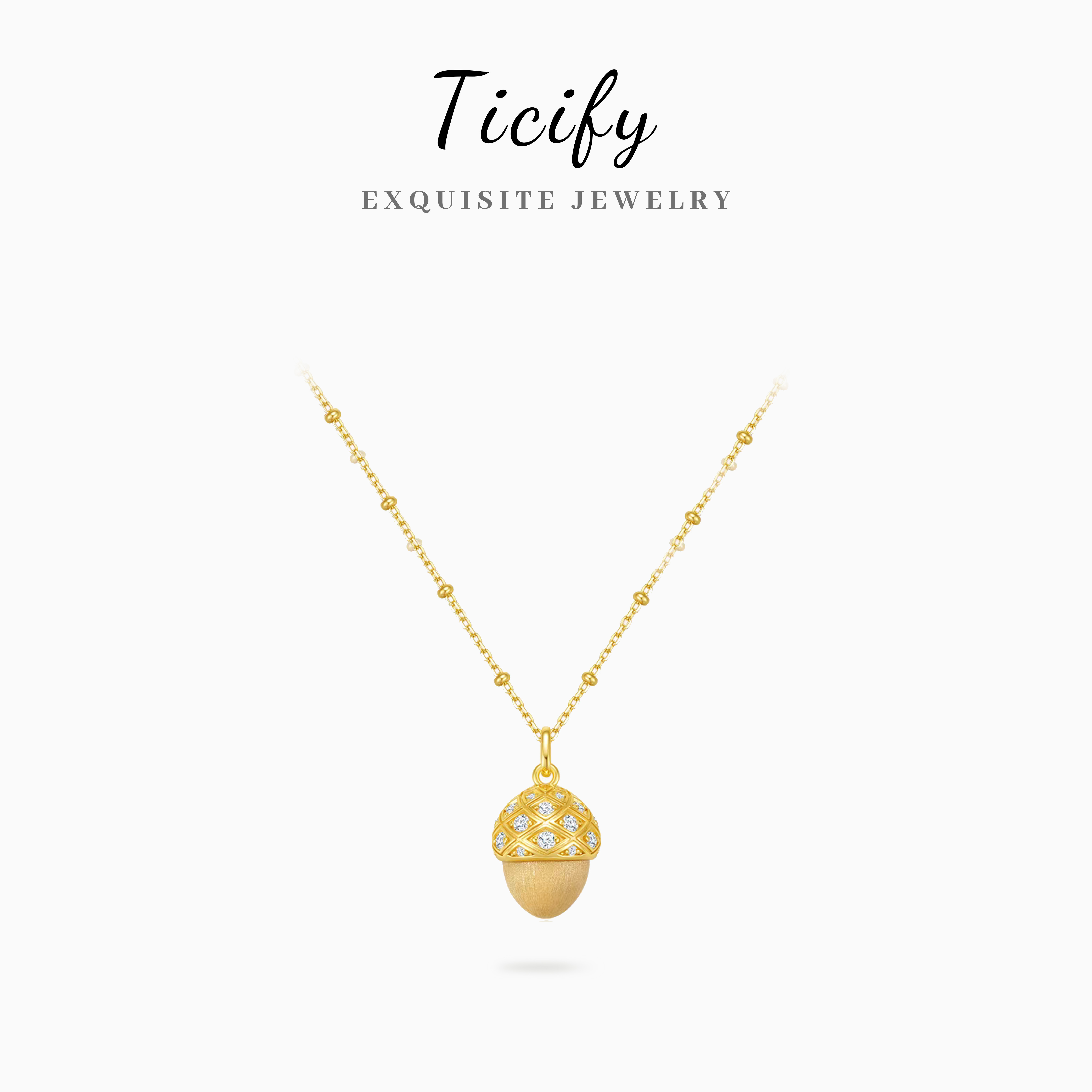 ticify 铜合金项链 镀K金 【菱格松果】轻奢高级感百搭项链XV092