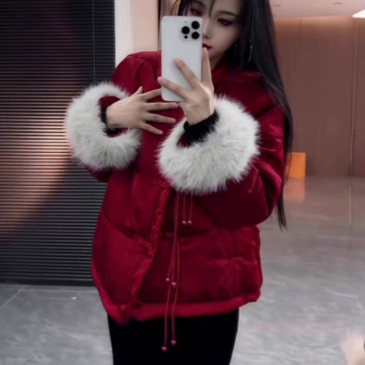 高级感拜年服红色棉袄2024冬季新款设计感流苏盘扣小个子棉服外套