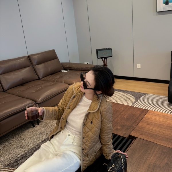 【桑桑专属】秋冬季欧美撞色灯芯绒翻领格纹多口袋棉服外套