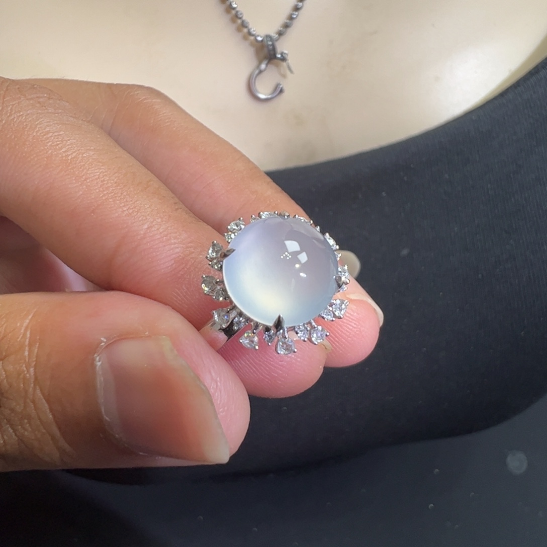 吊坠(不含链)18K金镶嵌翡翠