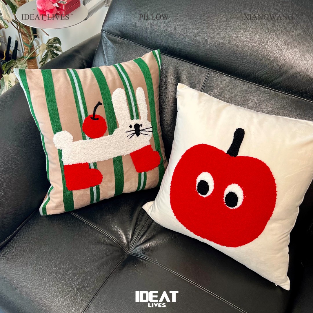 多巴胺可爱绣花卧室抱枕靠垫床头靠枕腰靠背美式民宿抱枕套不含芯