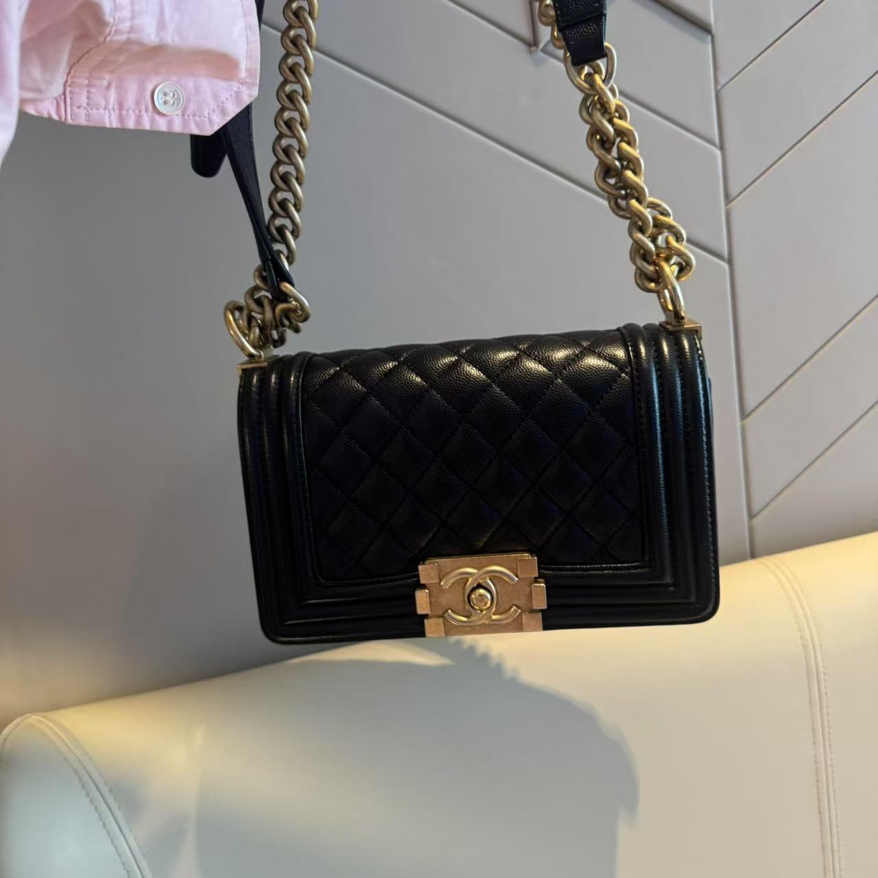 95新 Chanel/香奈儿 黑色leboy单肩包/非真假不退补不换