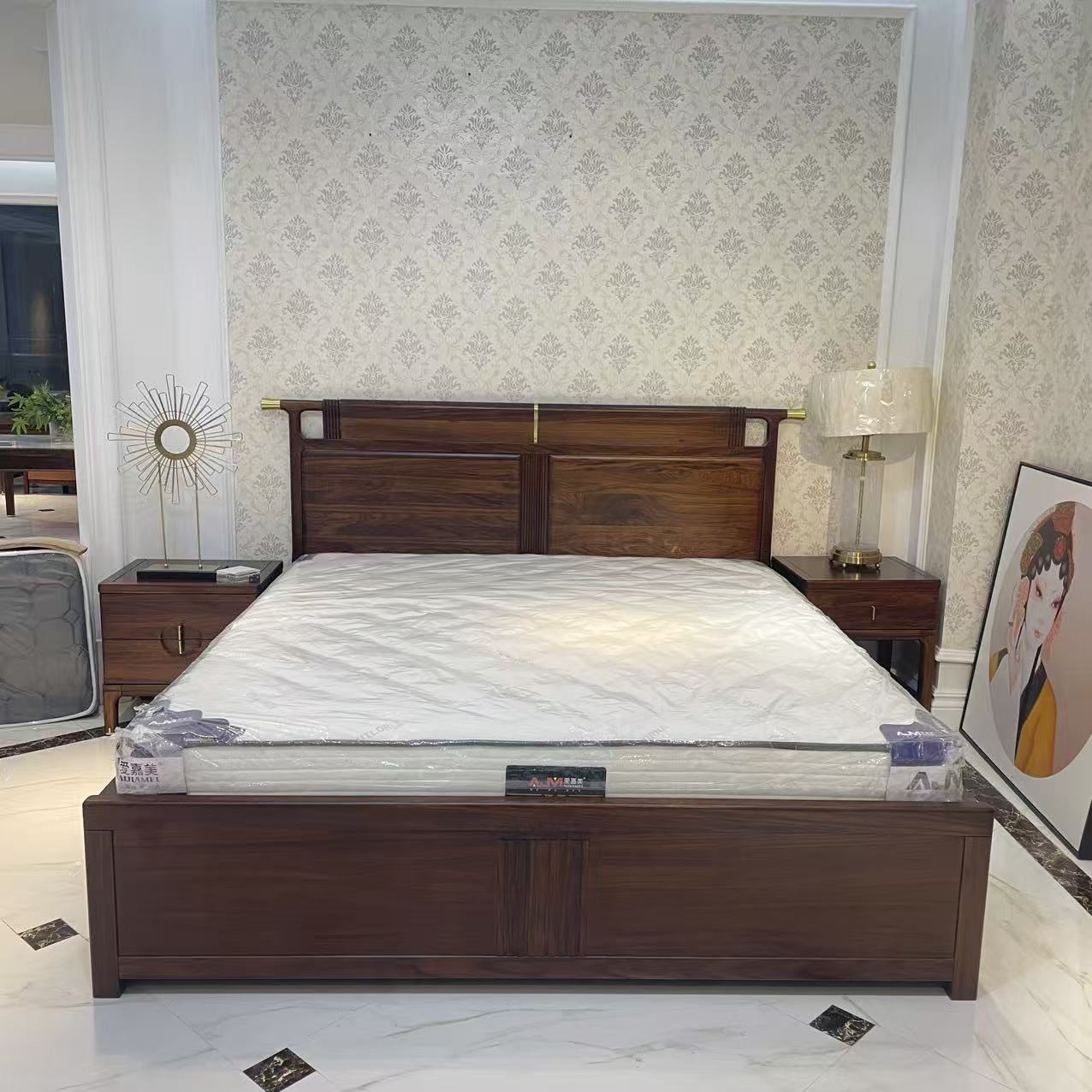 【CL】1-1011 新中式实木高箱床【内径1.8*2米】外径2100*2080*1150