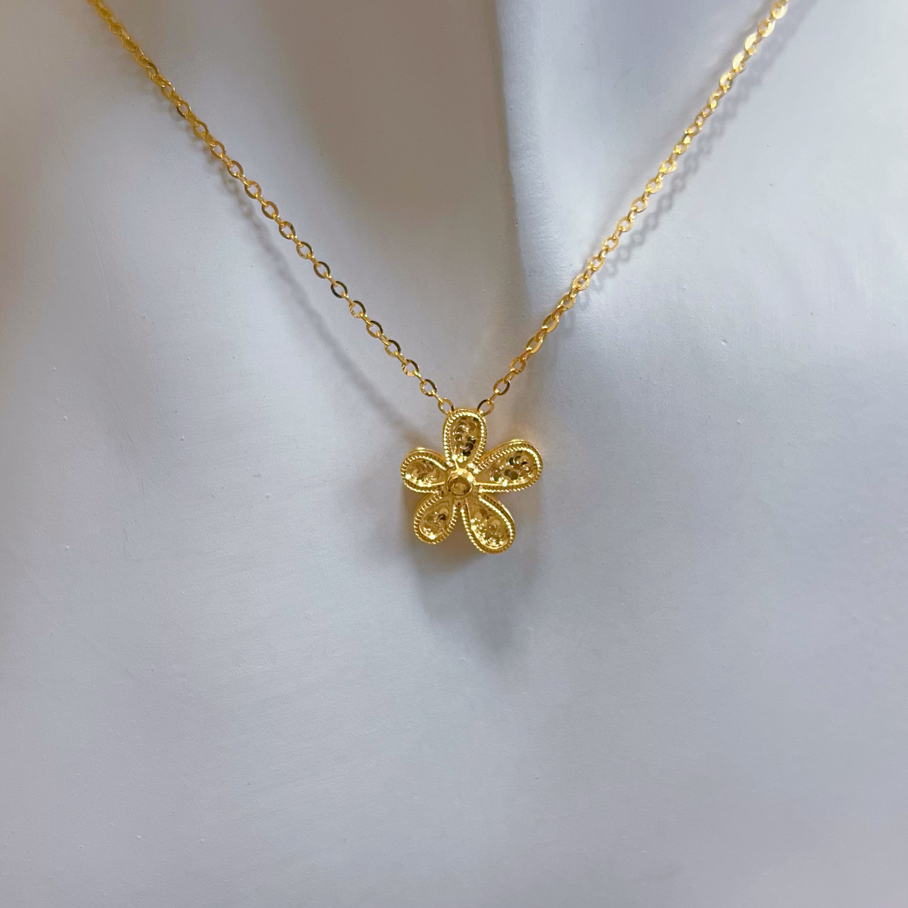 足金999碎碎冰格桑花套链精致时尚双面黄金