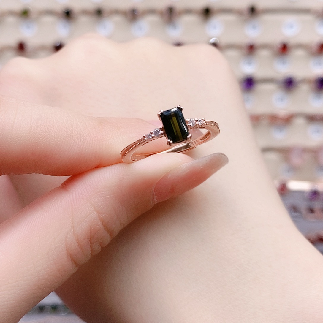 碧玺戒指银S925镶嵌戒指