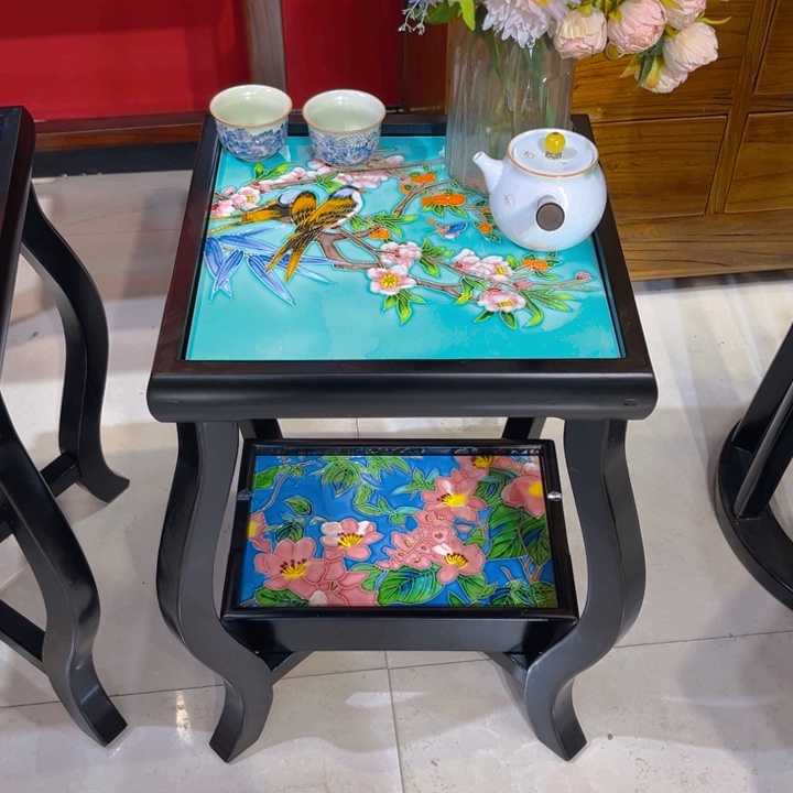 陶瓷瓷板画艺术作品双层桌子