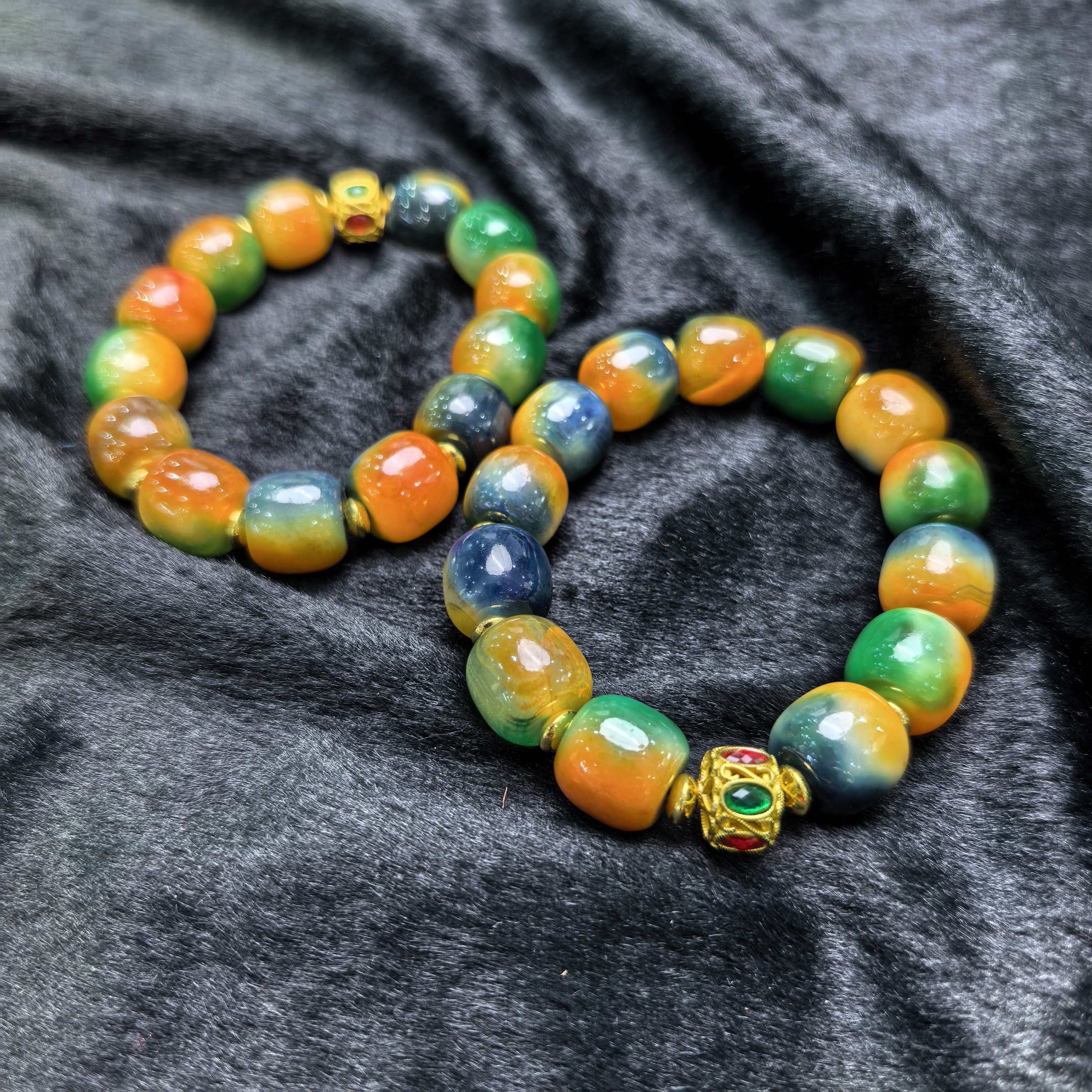 江德洋珠宝S8189七彩大漠肉丛蓉玛瑙手串-多样性发货只发一件