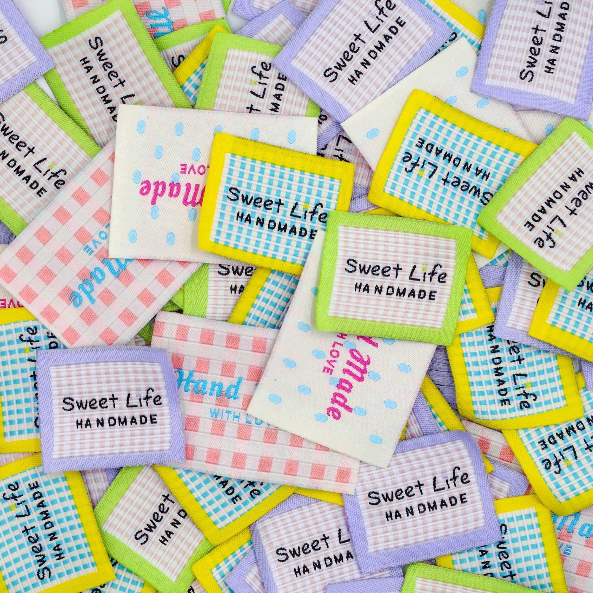 可爱卡通波点格子布贴DIY手工布标服装包包缝纫装饰辅料配件爆款