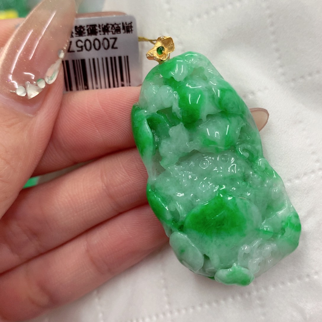 翡翠18K金镶嵌吊坠(不含链)