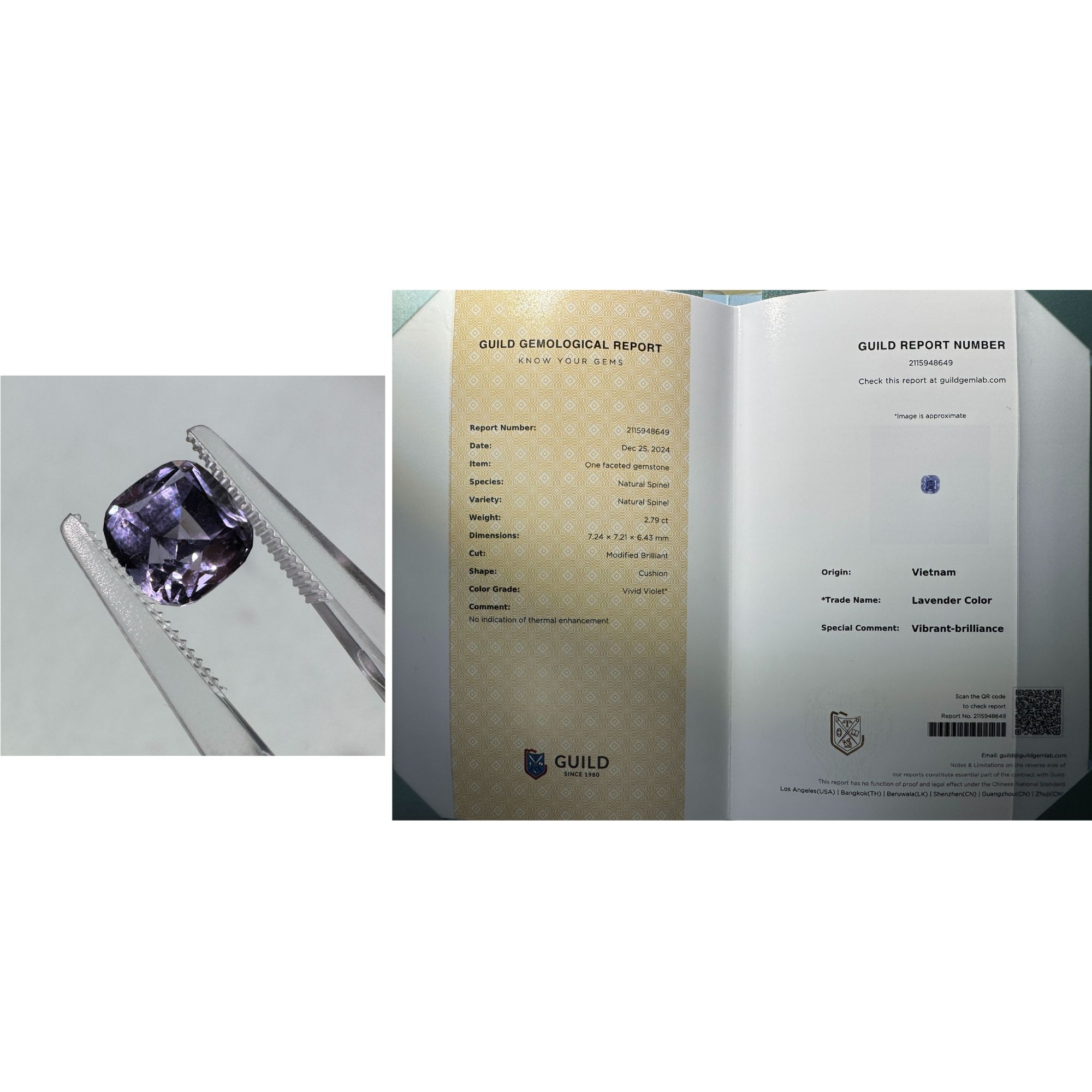 294  方枕形切割 2.79ct  薰衣草紫色spinel50000