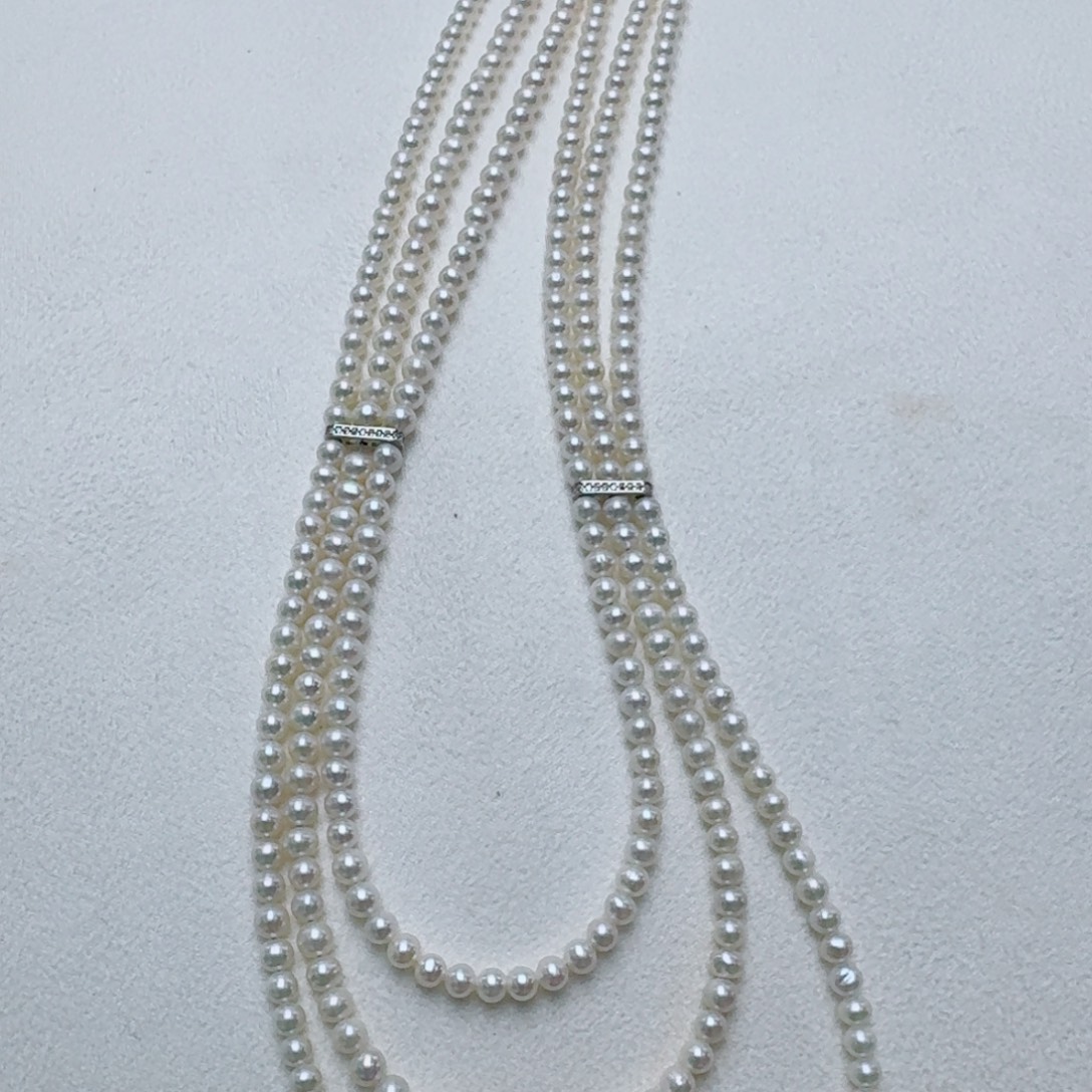 淡水珍珠银S925镶嵌毛衣链@@bc173