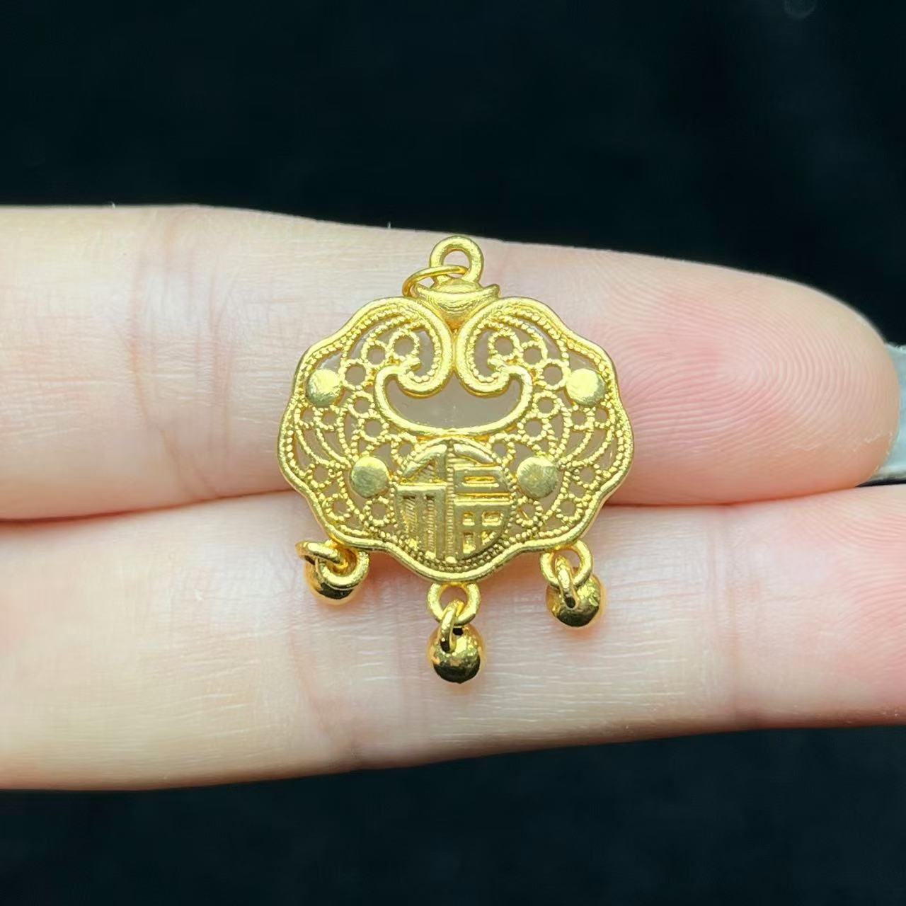 【善玉堂】18k金镶和田玉吊坠HL39H56【尺寸19*21mm+】多样性发一