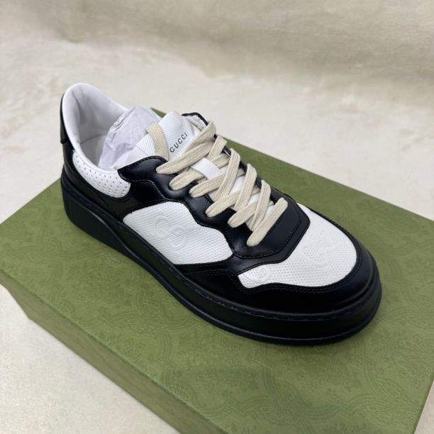 全新未使用 GUCCI/古驰 男女同款黑白拼接低帮运动鞋