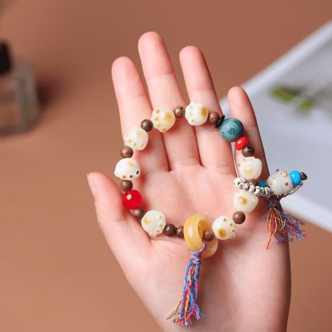 天然菩提炭烧猫爪手串男女文玩绕指柔古风纯天然原创设计手串