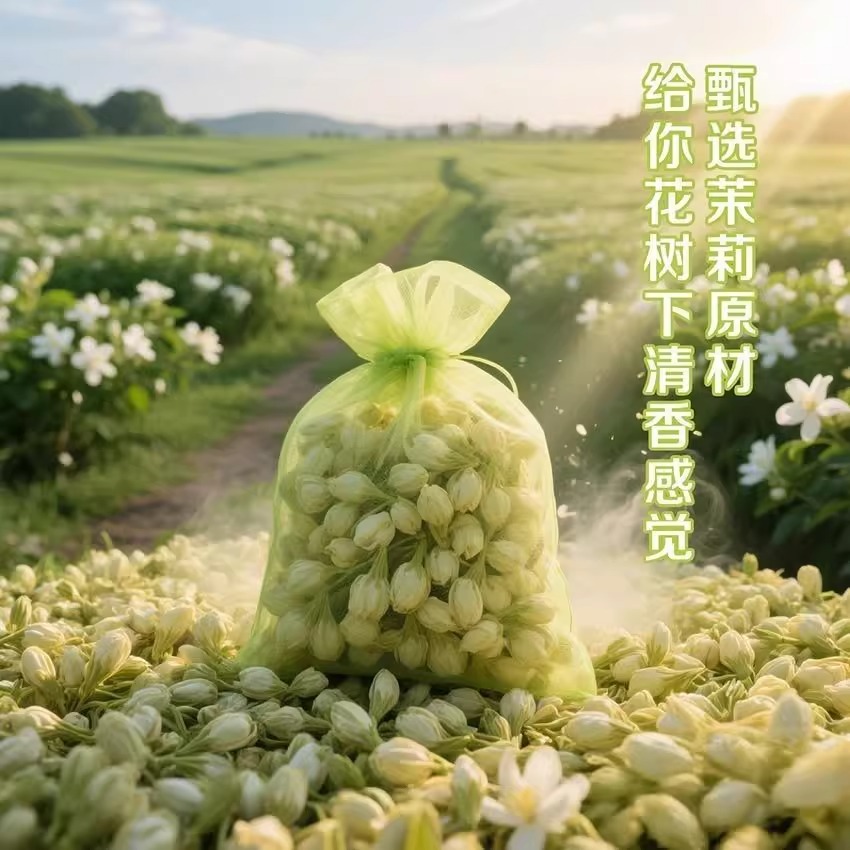 茉莉花香味袋香薰欧根纱车载鲜花干花透气袋抽绳束口袋花香袋