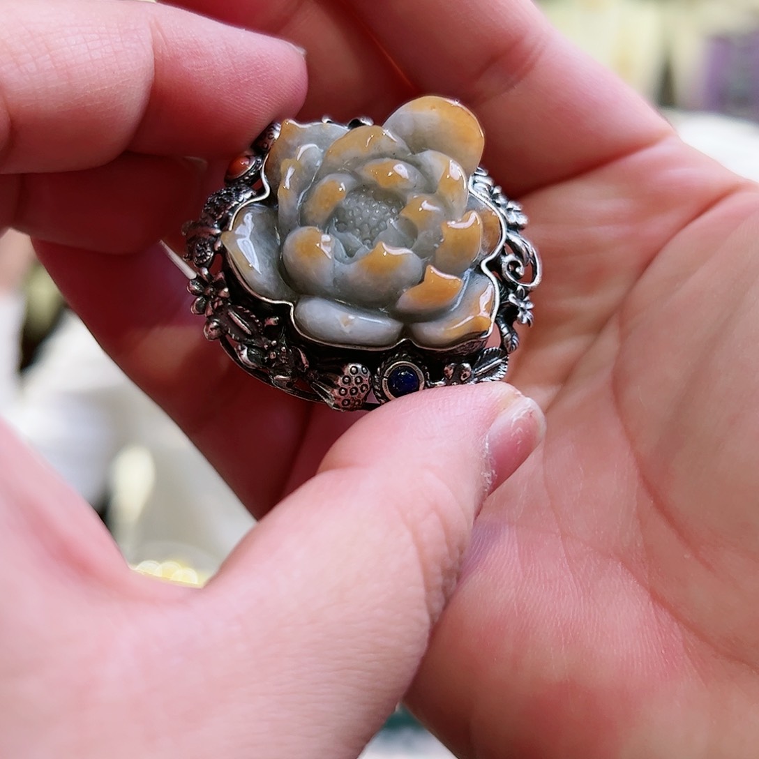 翡翠戒指/指环银S925镶嵌古风