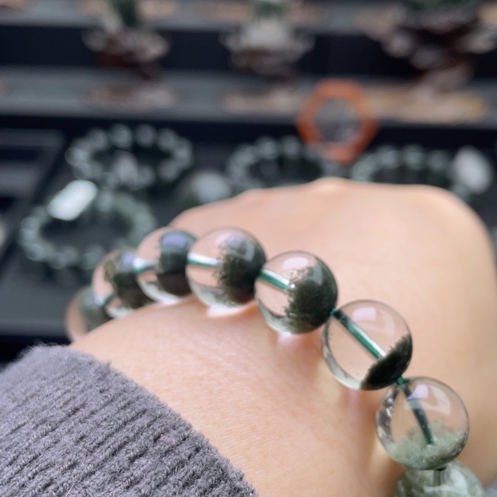 水晶未镶嵌手链绿幽灵聚宝盆手链