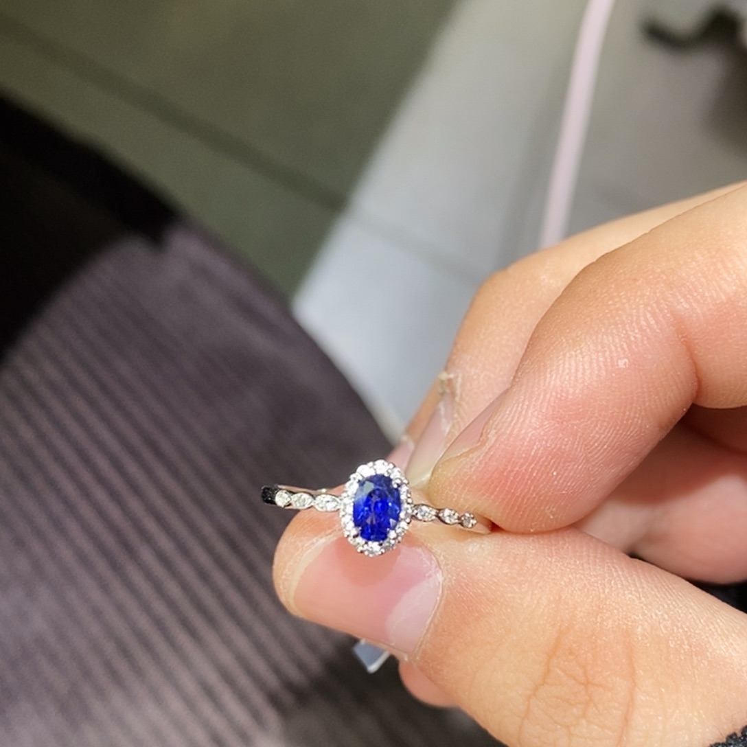 蓝宝石戒指银S925镶嵌