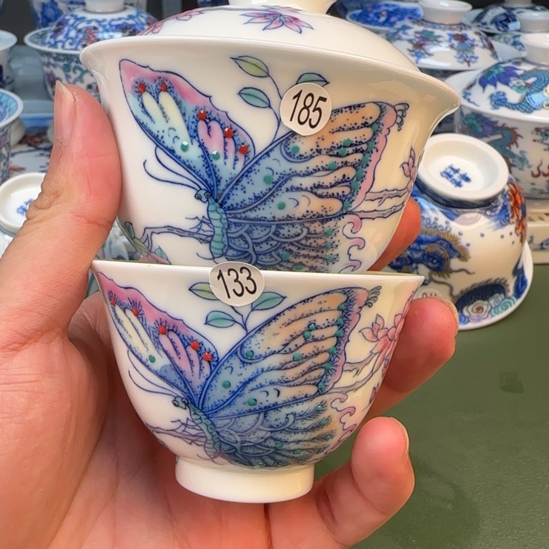 彦祖纯手工手绘茶具两件套