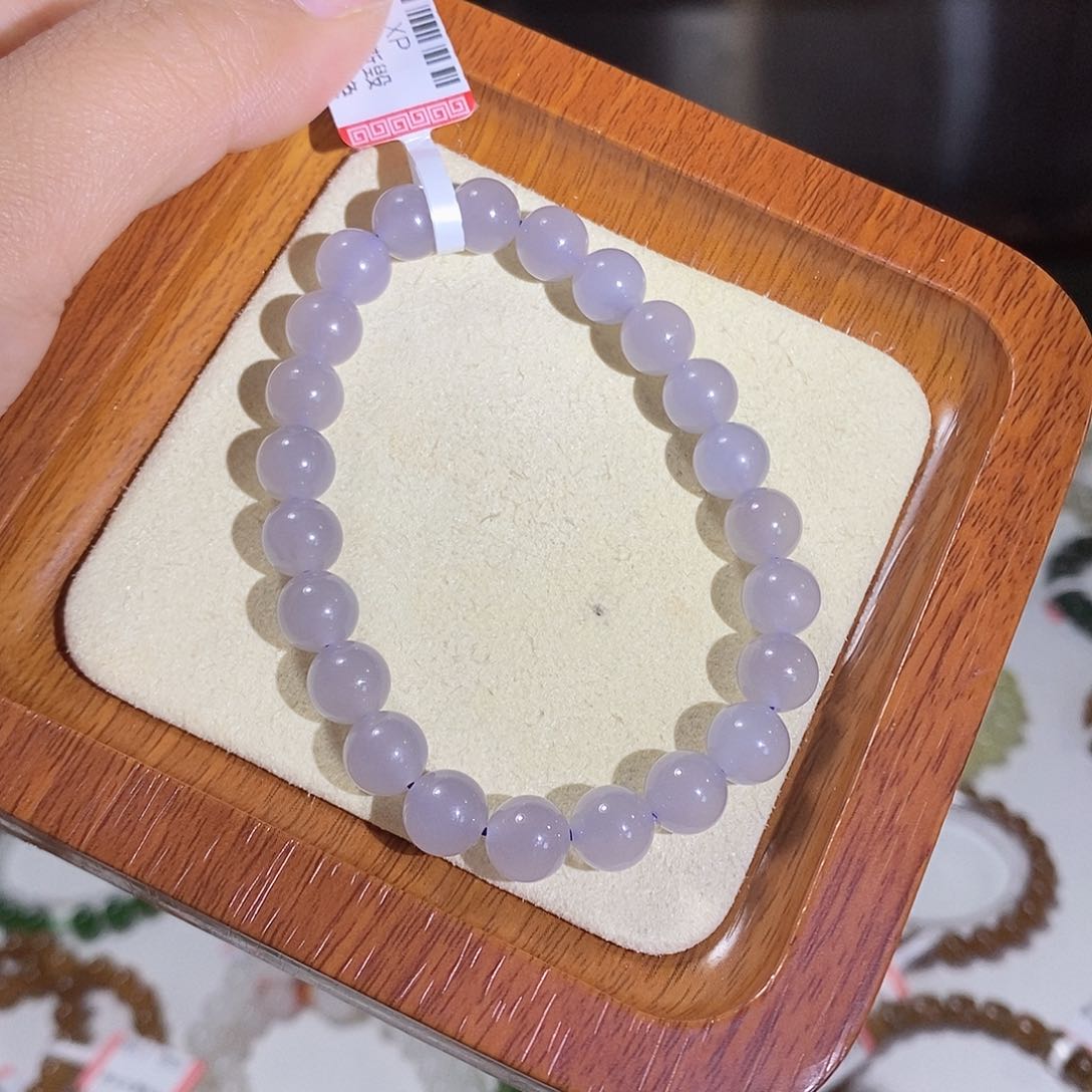 和田玉高冰烟紫8mm未镶嵌