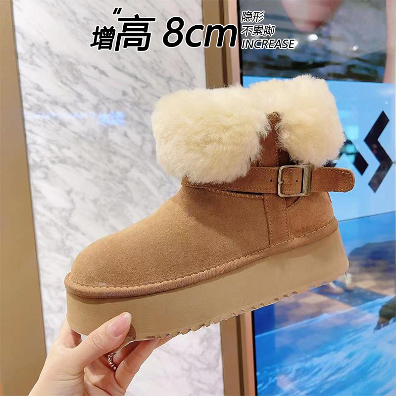 增高翻领8cm内增高雪地靴女2025冬季新款加绒加厚东北保暖棉鞋子