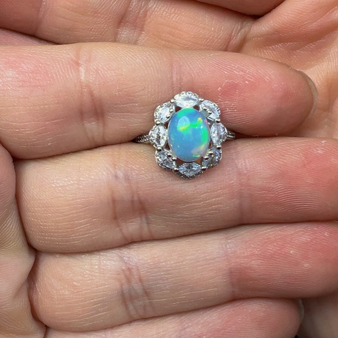 欧泊戒指银S925镶嵌福利