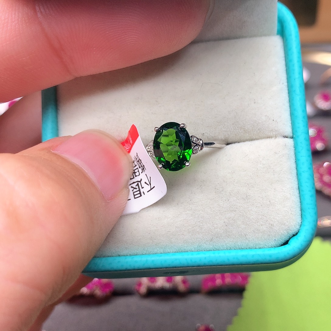 透辉石戒指银S925镶嵌