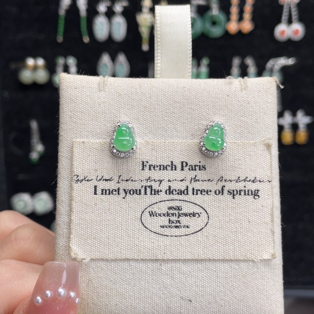 翡翠银S925镶嵌耳饰