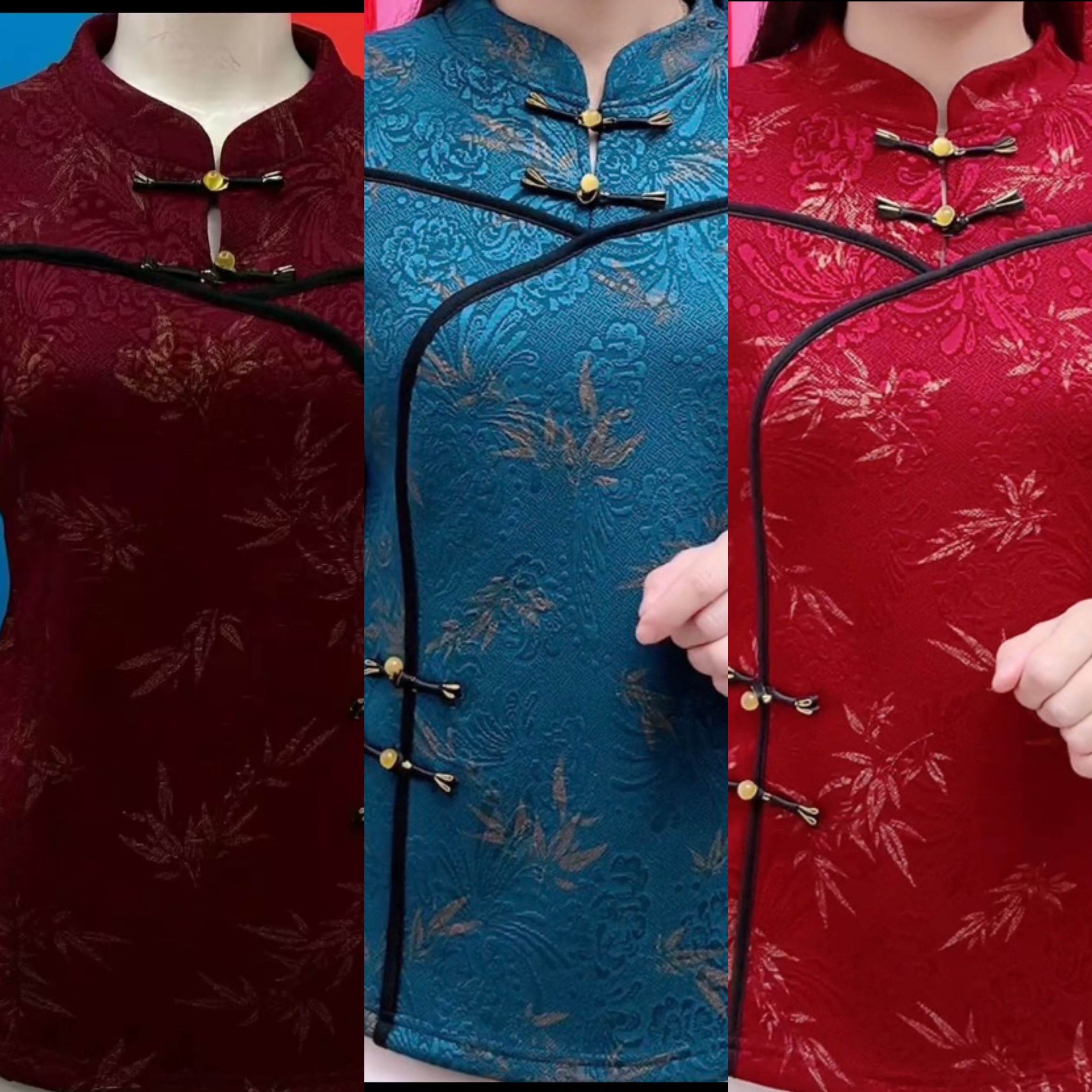 民族风厚款立领加绒中老年女装妈妈装中国风