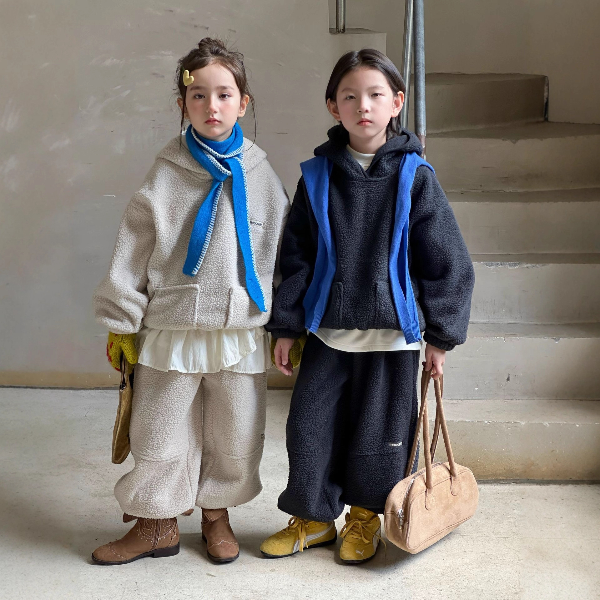 童套装2025冬季新款韩版儿童双摇羊羔绒套装男童女童保暖毛毛套装