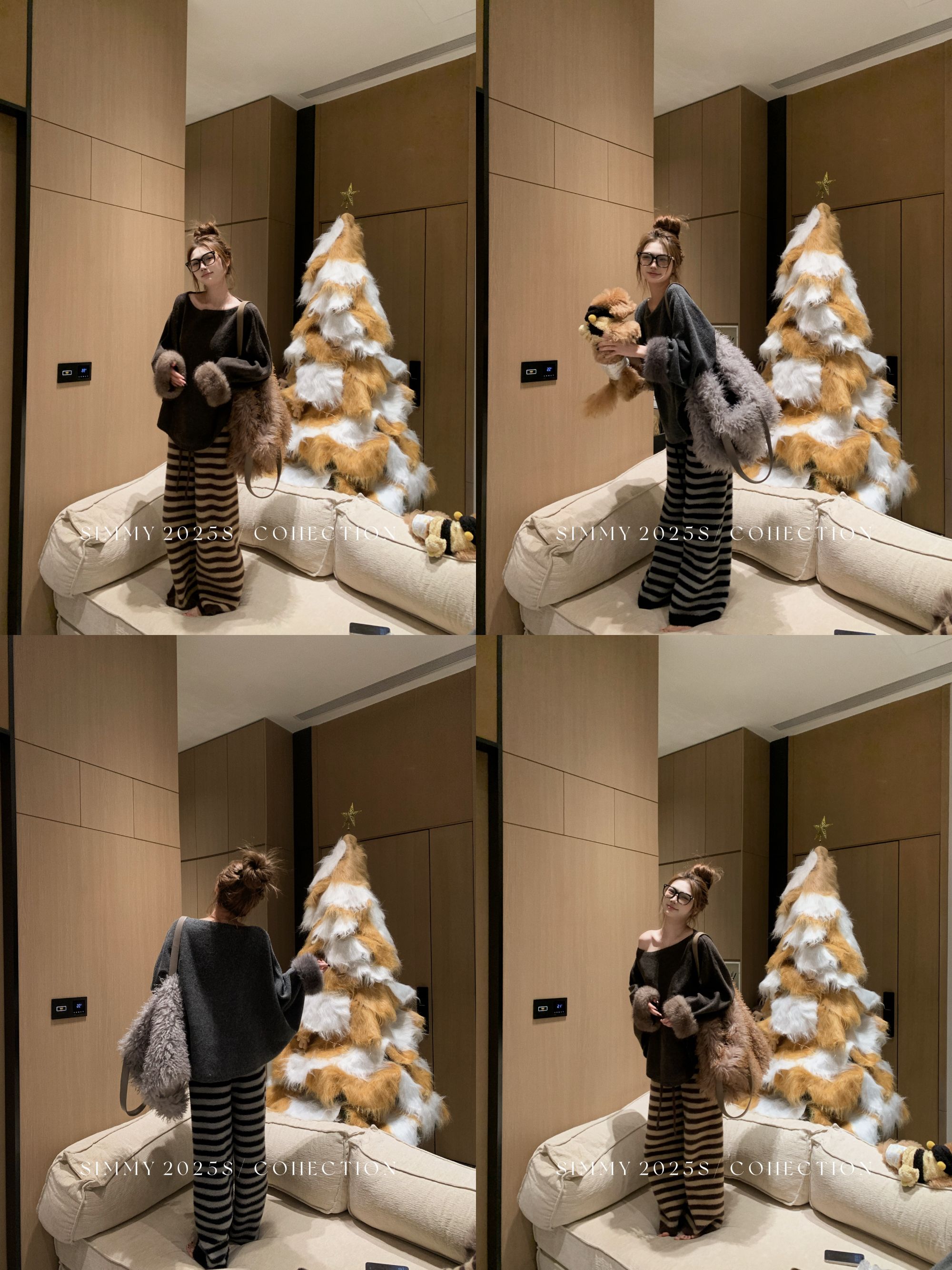 SIMMYJOY【冬日慵懒感】慵懒风软糯毛毛袖宽松显瘦针织衫斜领毛衣